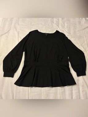 Eloquii Black Peplum Long Sleeve Top NWT